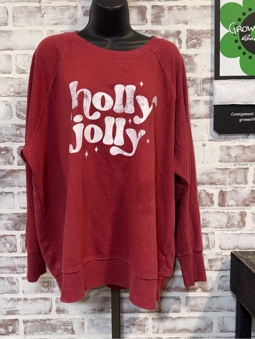 Maurices Red 'Holly Jolly' Crewneck Sweatshirt